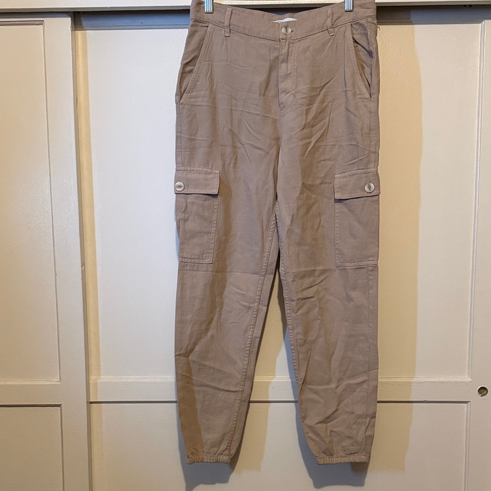 Zara Taupe Cargo Jogger Pants